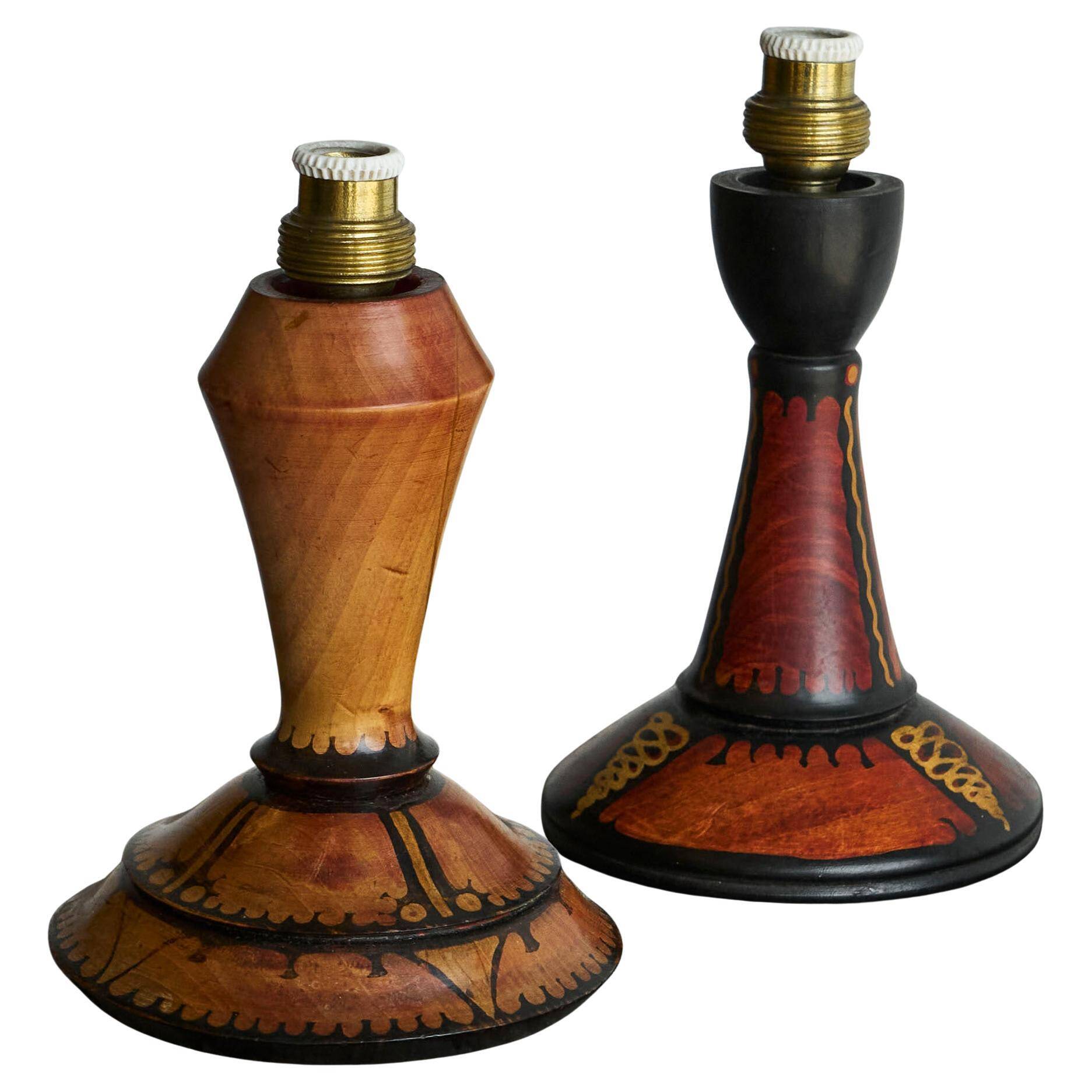 Pair of hand-painted table lamps H. Steinpatz Amsterdam School 1920