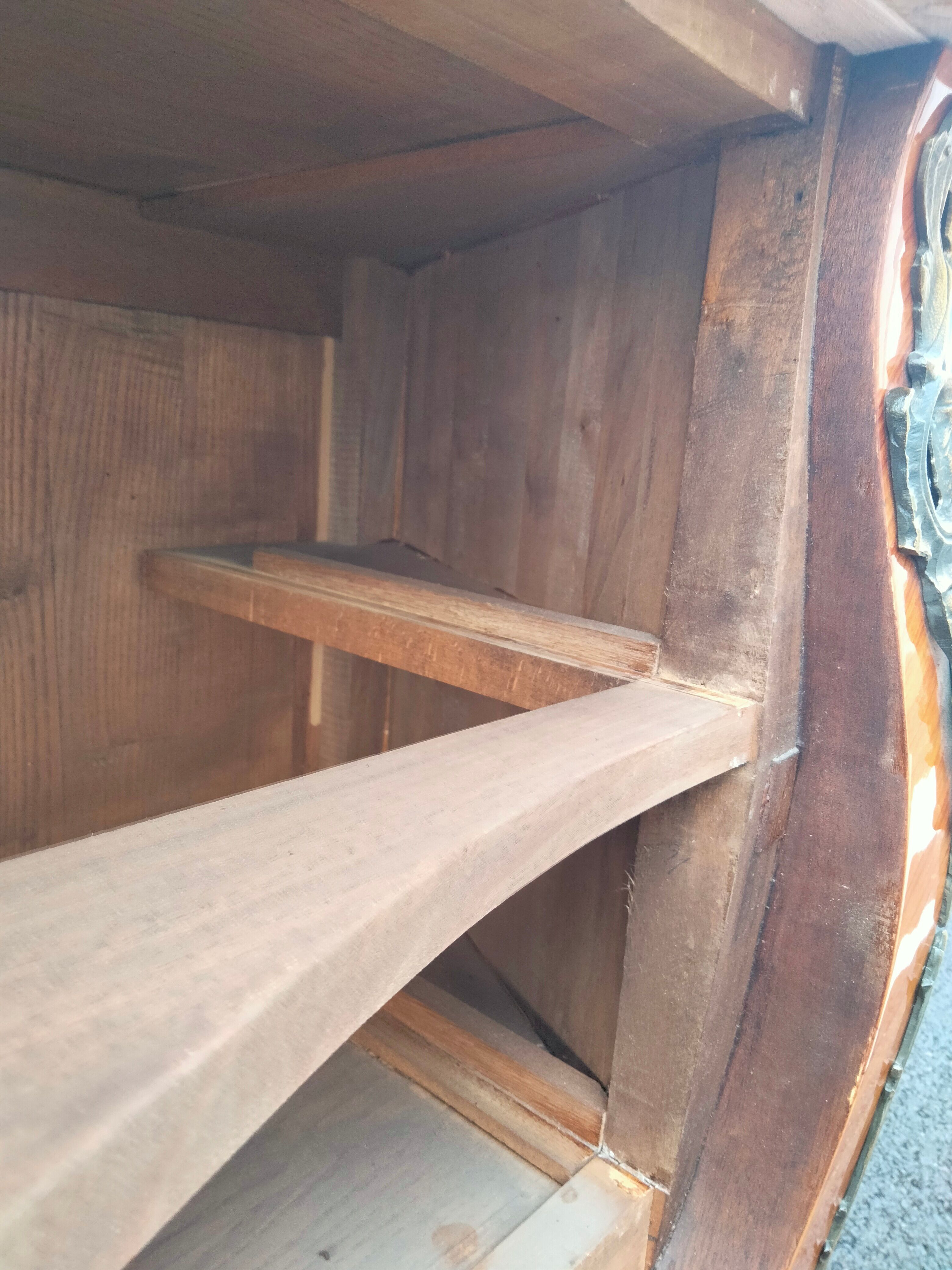 Old style chest of drawers Louis XV marquetry marble top