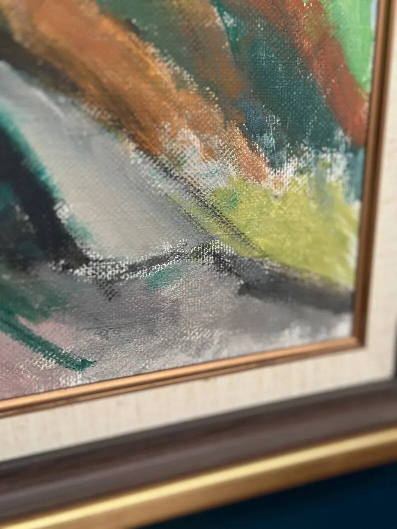 Large original Swedish oil on canvas – "Rocky Shore" – Signed – vintage and framed – 91 × 70 cm (35.8 in × 27.6 in)