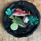 Vallauris majolica barbotine wall plate 1950