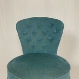 Blue velvet toad armchair