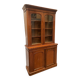 English showcase in two mahogany bodies and 19th century veneer