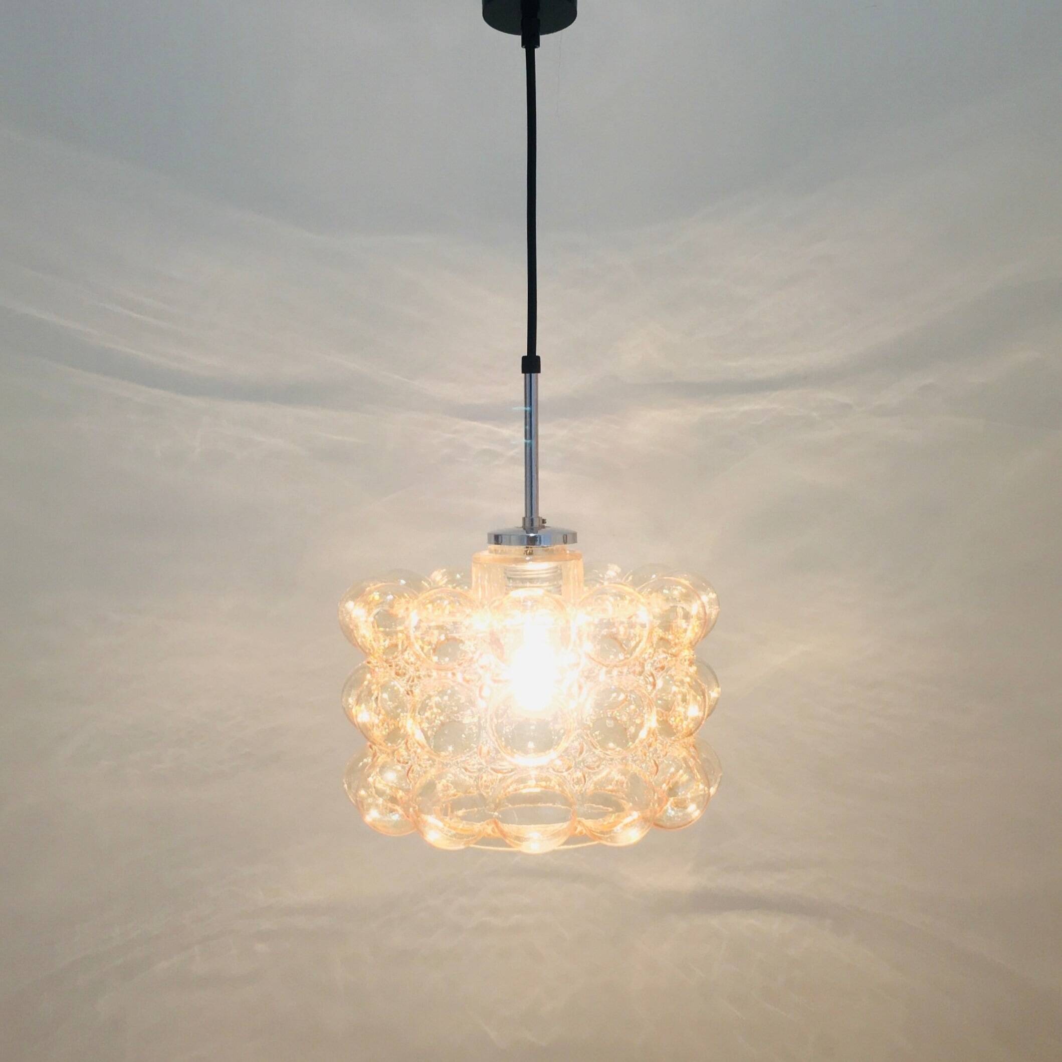 Mid-Century Amber Bubble Glass Ceiling Light/Pendant by Helena Tynell for Limburg, Germany, 1960s