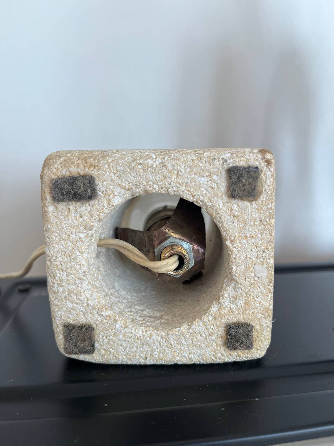 Brutalist stone sculpture lamp
