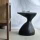 Solid wood (monoxyl) side table, organic shape, black color