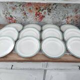 Lot de 12 assiettes creuses en faïence Longwy France modèle Trianon