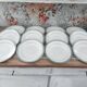 Set of 12 Longwy France earthenware soup plates, Trianon model