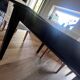 Solid cherry wood dining table, extendable for 8 to 12 people.