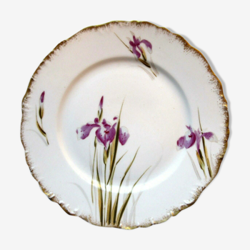Beautiful porcelain plate from Limoges by Elite, purple Iris model