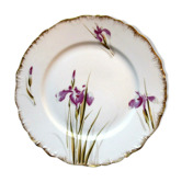 Assiette en porcelaine de Limoges signée Elite modèle Iris violet
