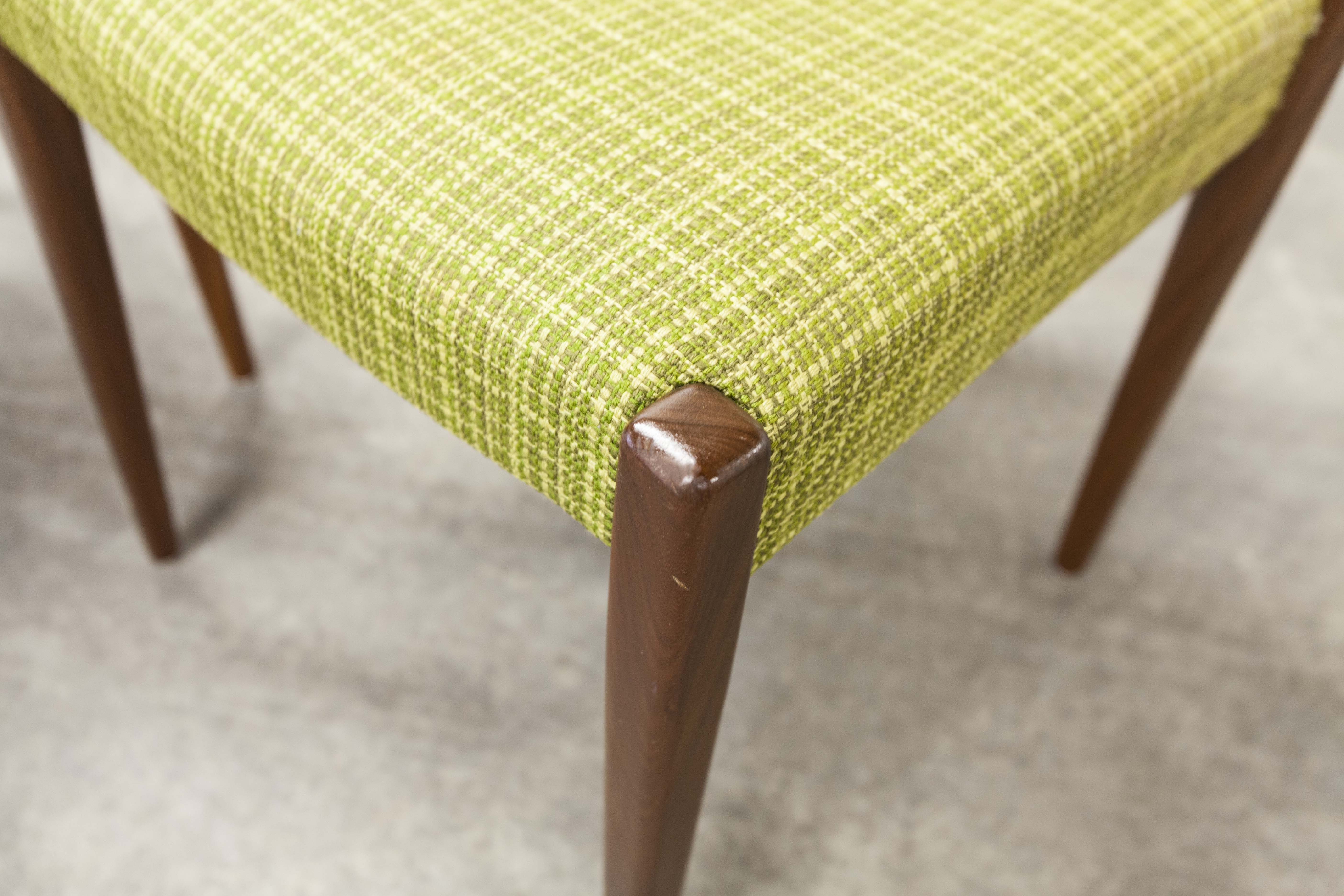 Lot of 6 teak and fabric chairs