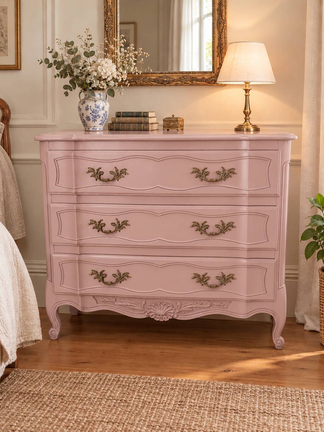 Louis XV style solid wood chest of drawers