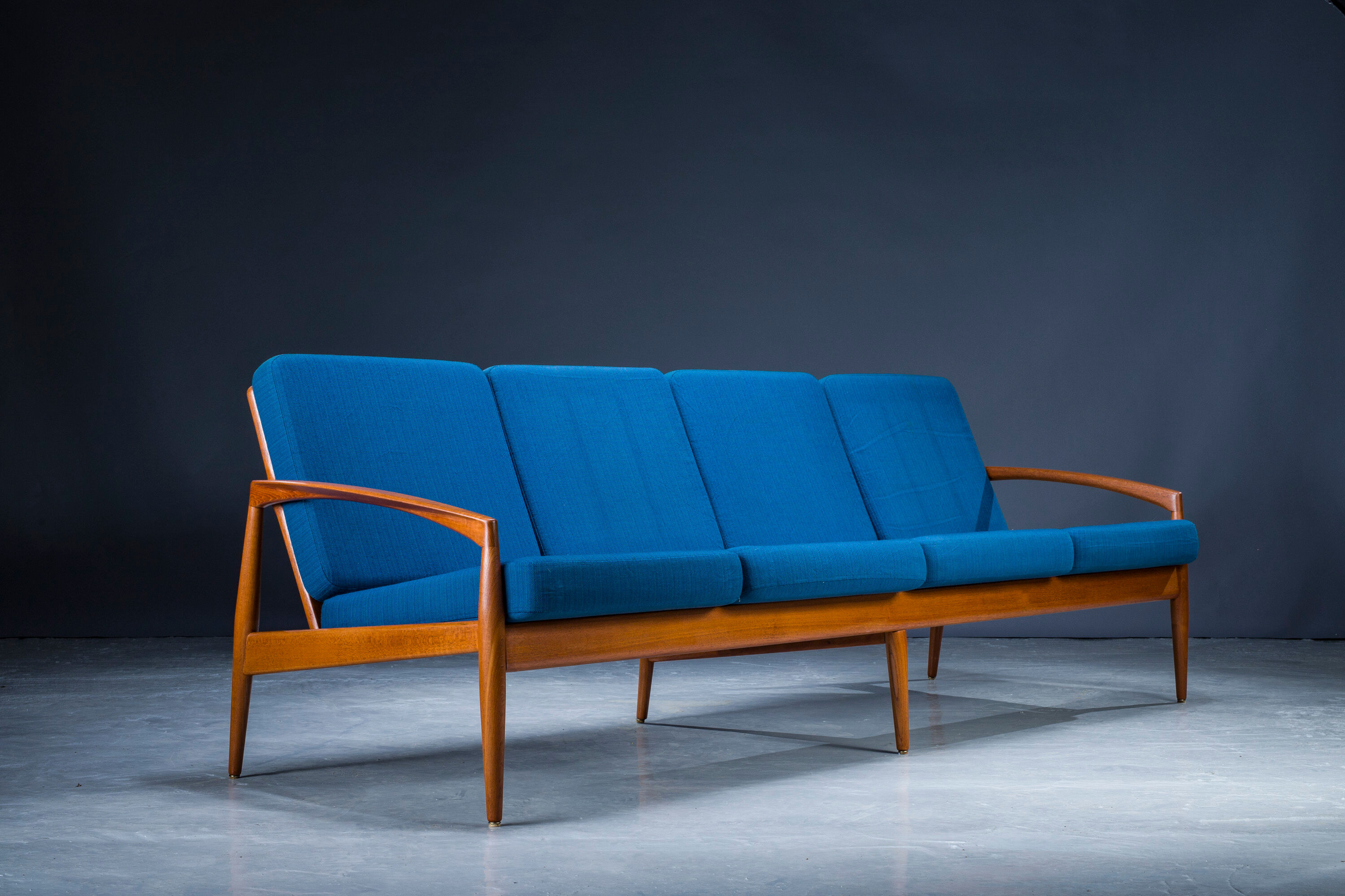 Model 121 Paper Knife Easy Chairs and Sofa by Kai Kristiansen for Magnus Olesen, 1960s, Set of 3