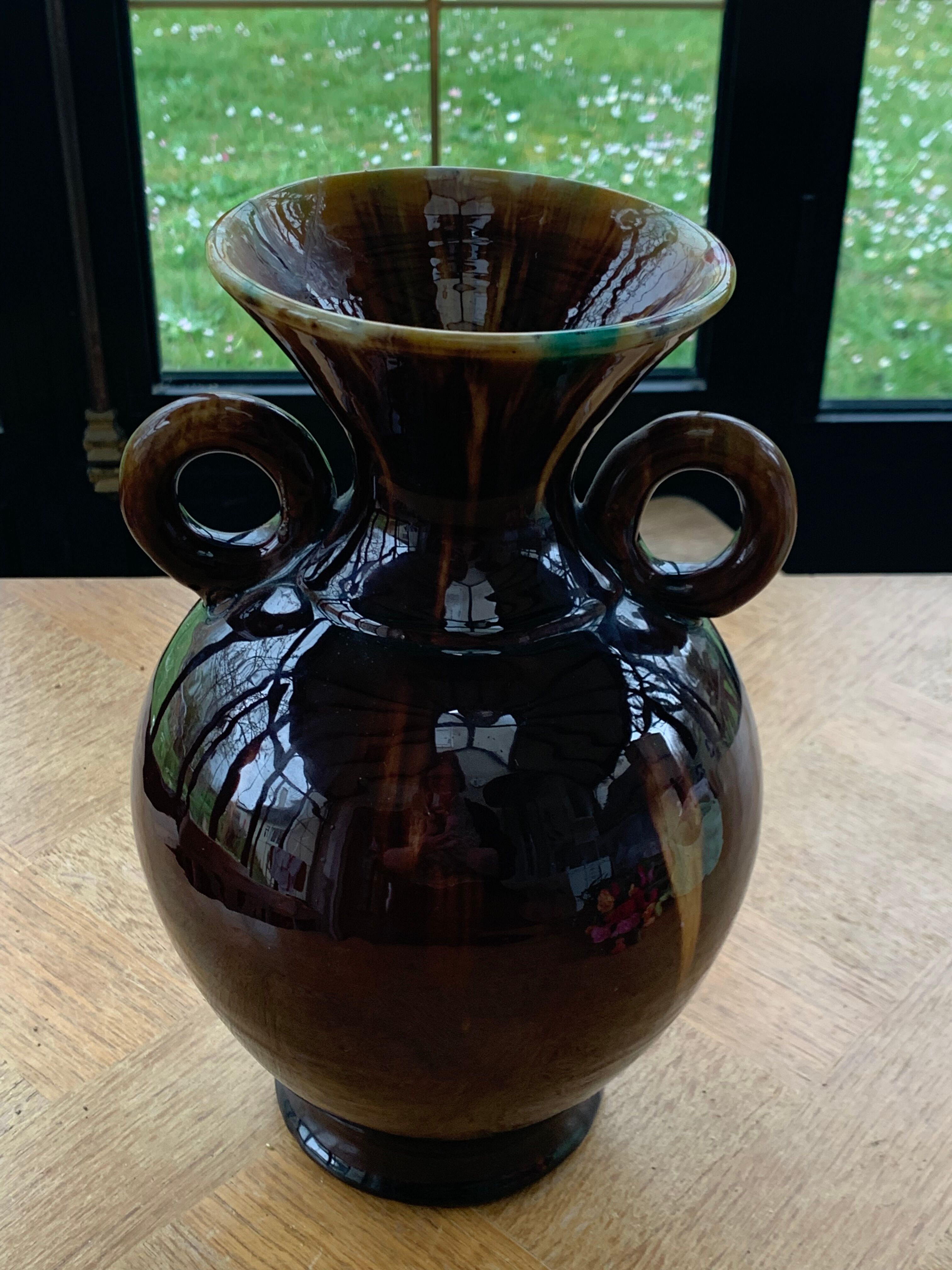 Amphora vase in glazed ceramic vallauris sign E.Covain vintage