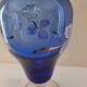 Ewer/pitcher, cobalt blue glass, enameled with flowers, 1950s-60s