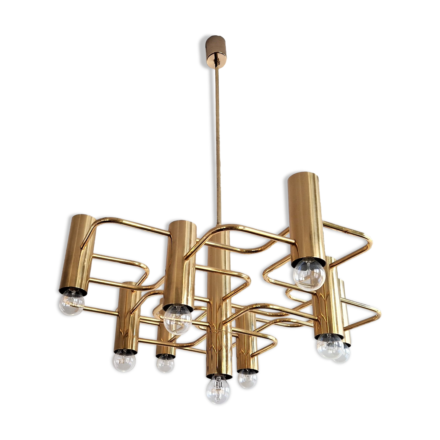 Brass chandelier by Sciolari for Boulanger, Belgium 1970's