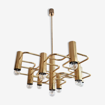 Brass chandelier by Sciolari for Boulanger, Belgium 1970's