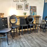 Series of 6 mismatched bistro chairs Baumann and Gizycko