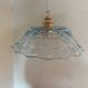 Vintage pendant light in blue chiseled glass
