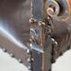 19th century beechwood, metal, and leather throne