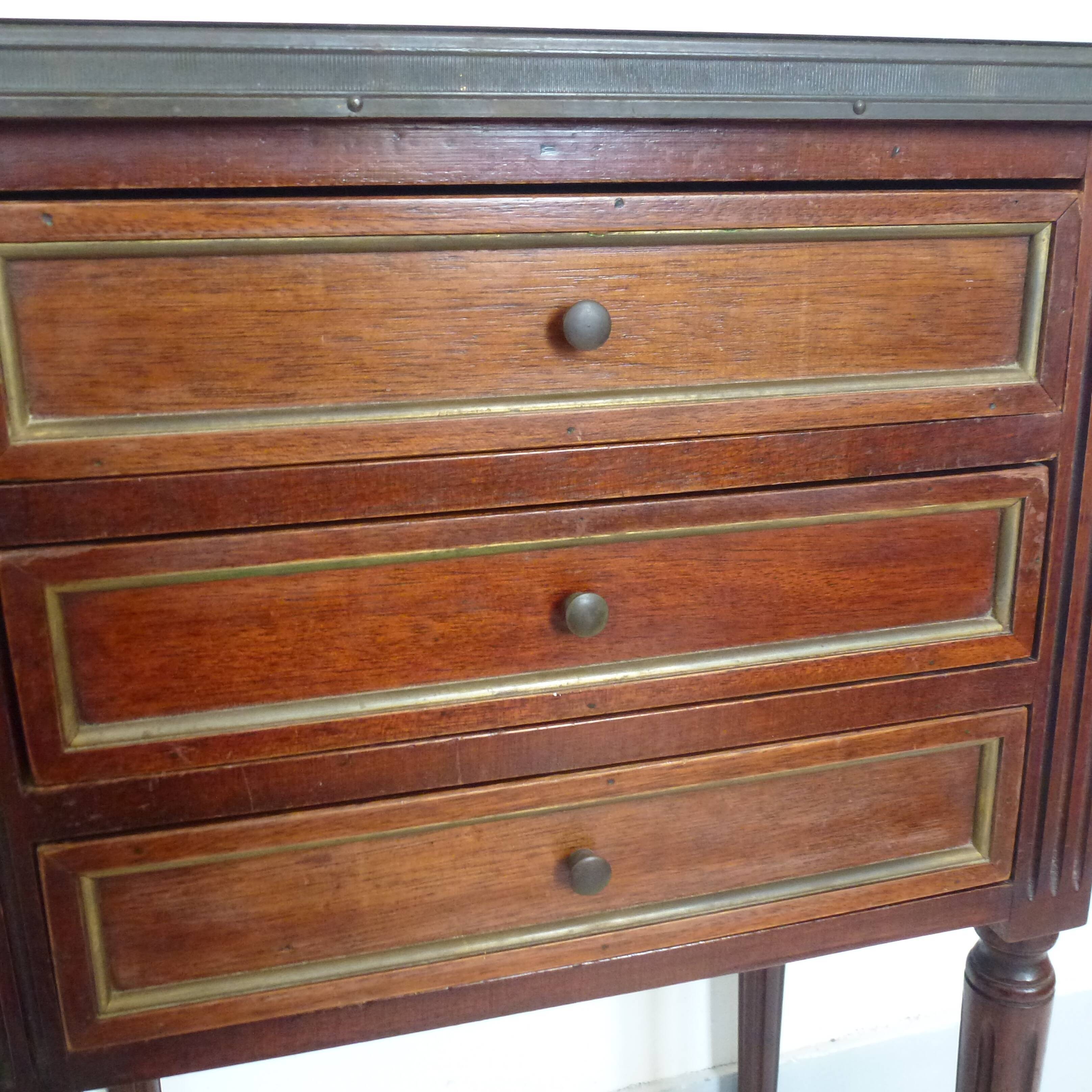Old pair bedside table style Louis XVI mahogany marble