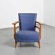 Pair of living room armchairs in solid beech, France, circa 1950.