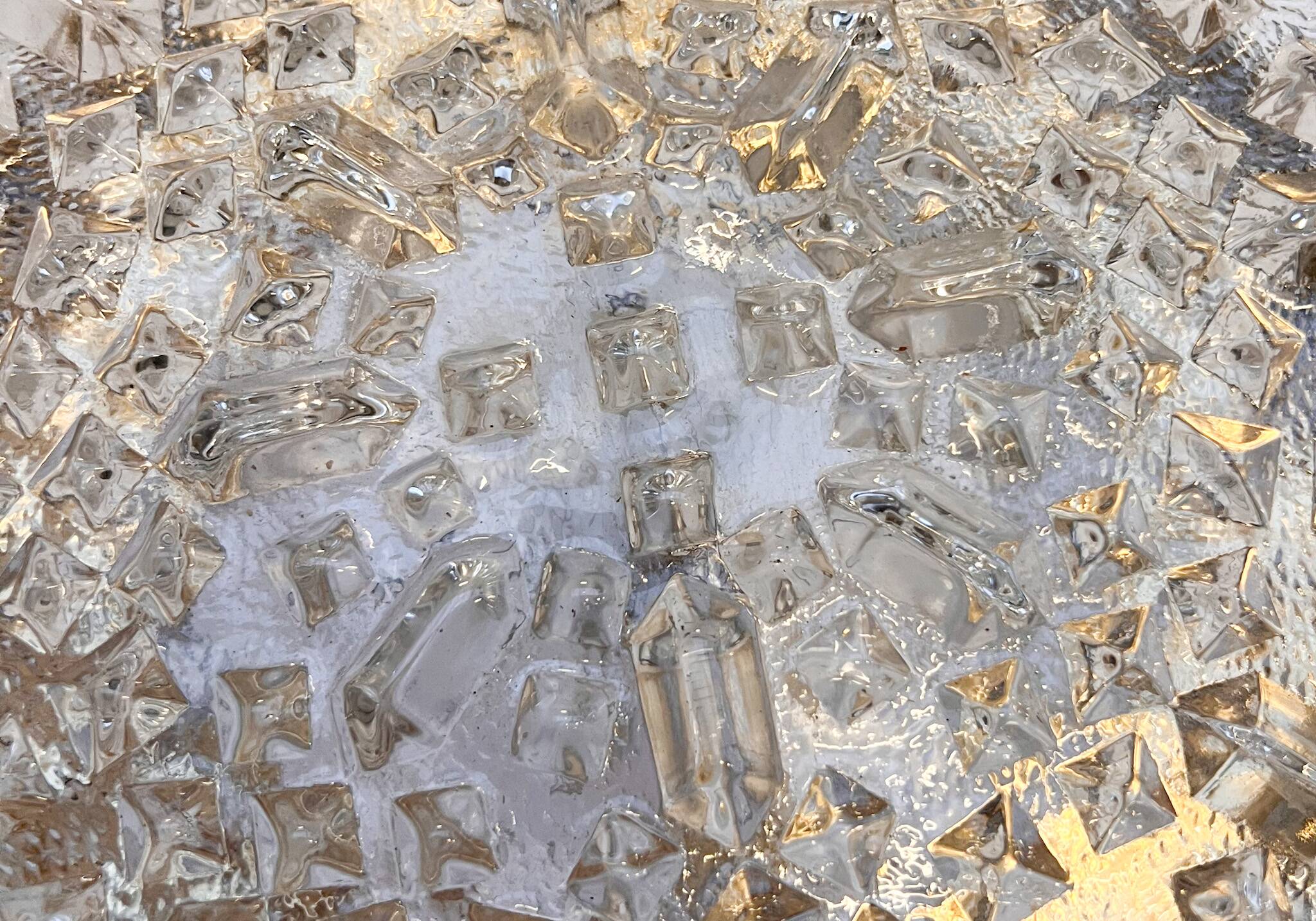 Gold colored glass ceiling or wall lamp in Hollywood style, 1970s