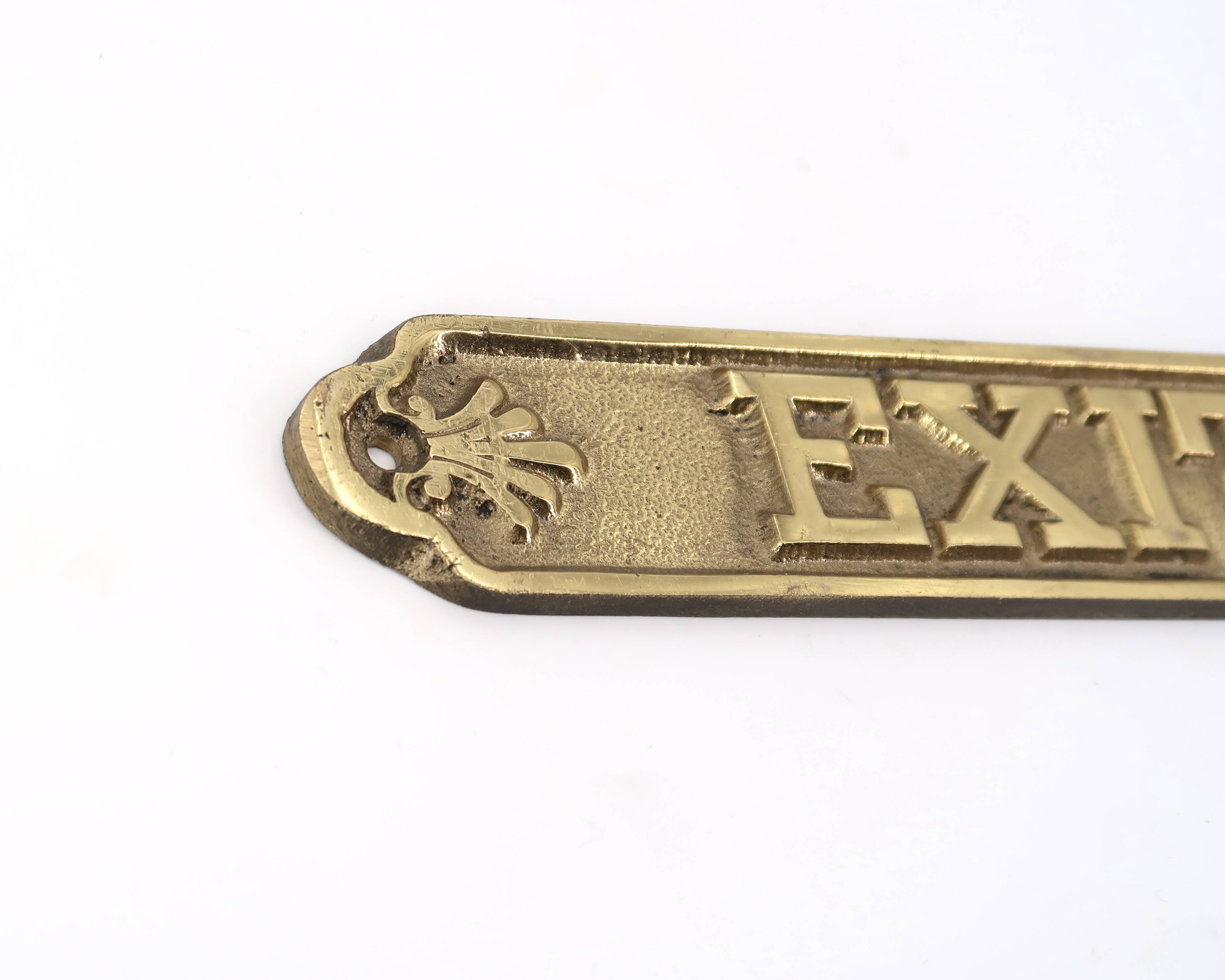 Exit brass door sign, 1970s
