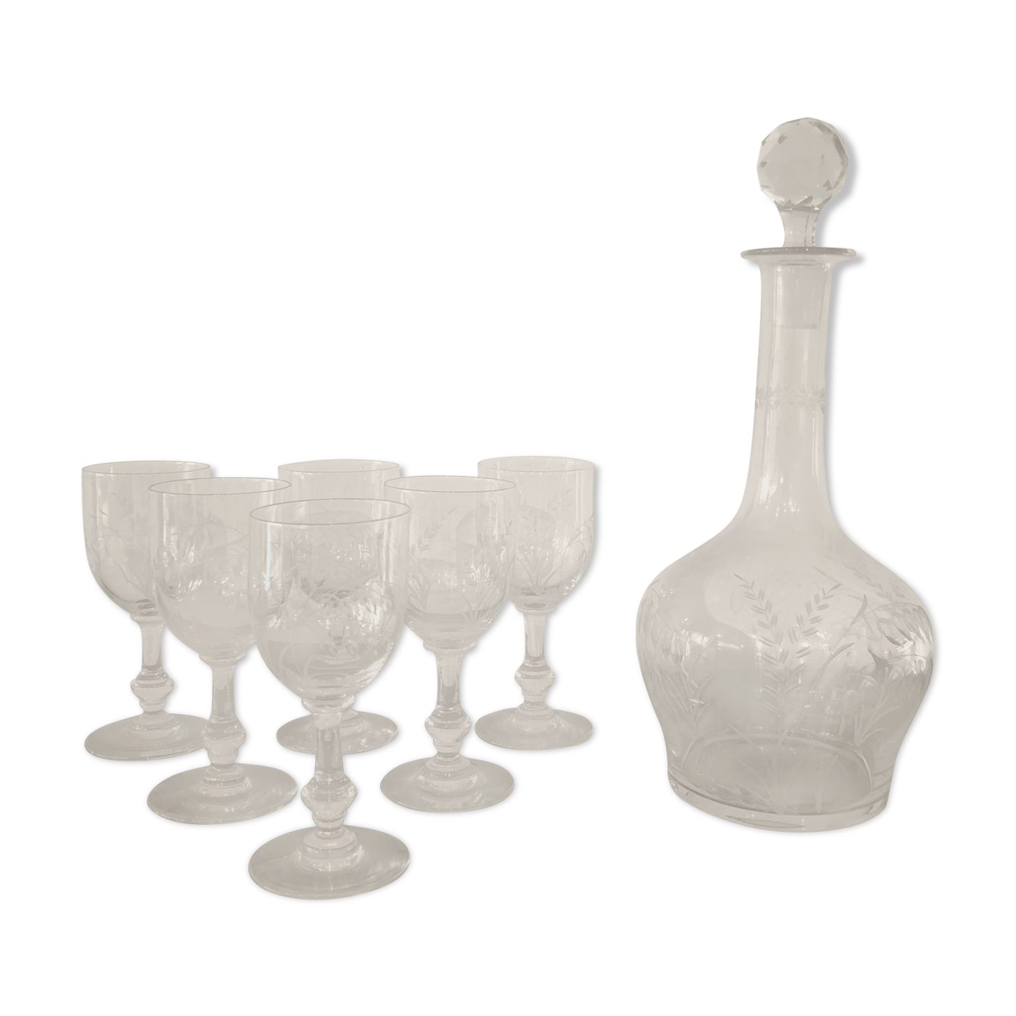 Carafe Baccarat and six matching glasses