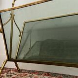 Maison Baguès Style Brass and Faux Bamboo Glass Magazine Rack, 1960s