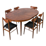 anish Mid-Century Dining Set – Teak Extension Table and 6 Chairs, 1960s