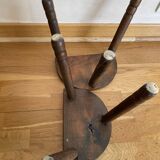 Duo of tripod oak stools