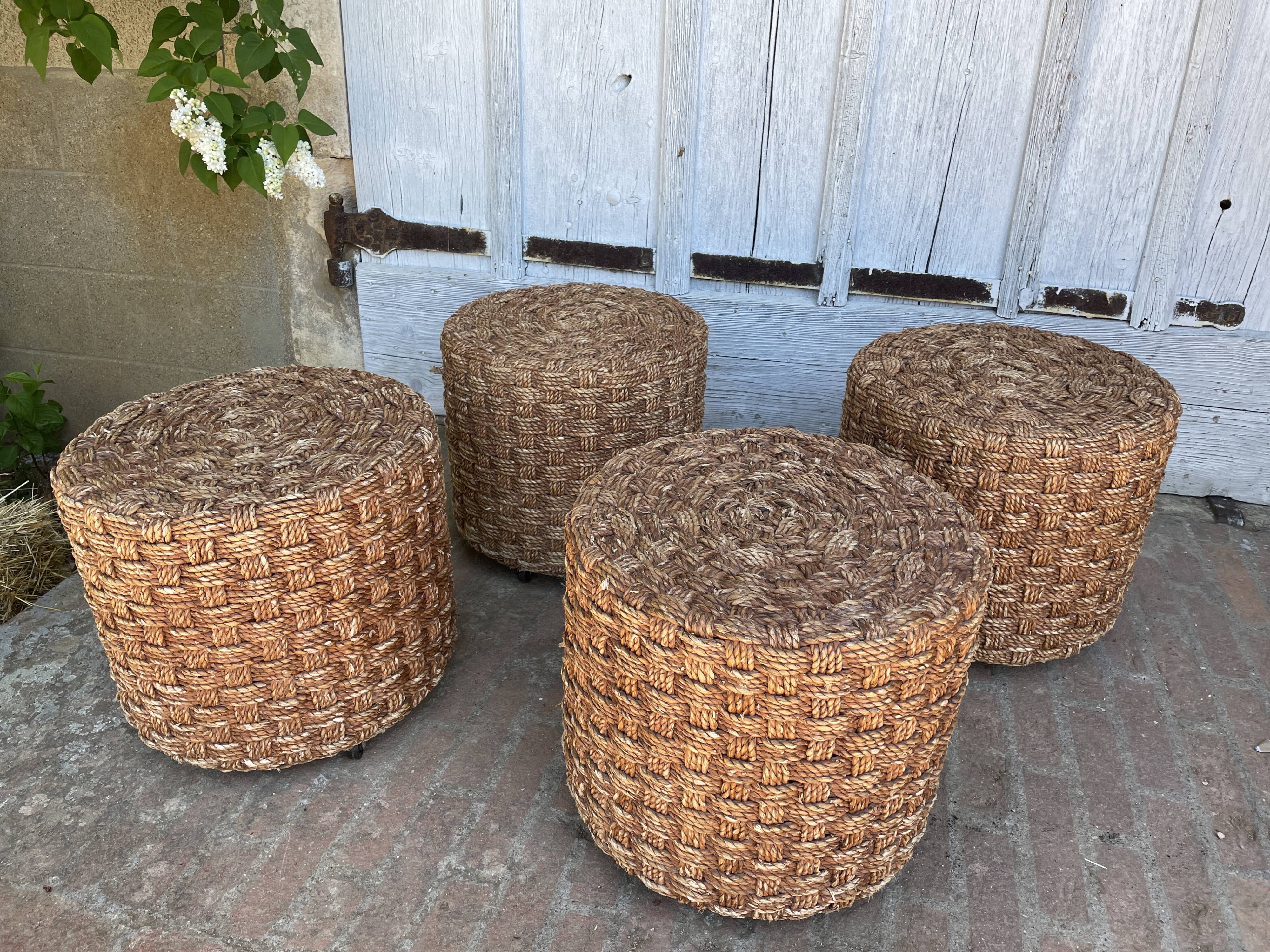 4 wooden stools and rope 1960