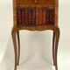 Antique Louis XV Style Bedside Table - Wood & Leather