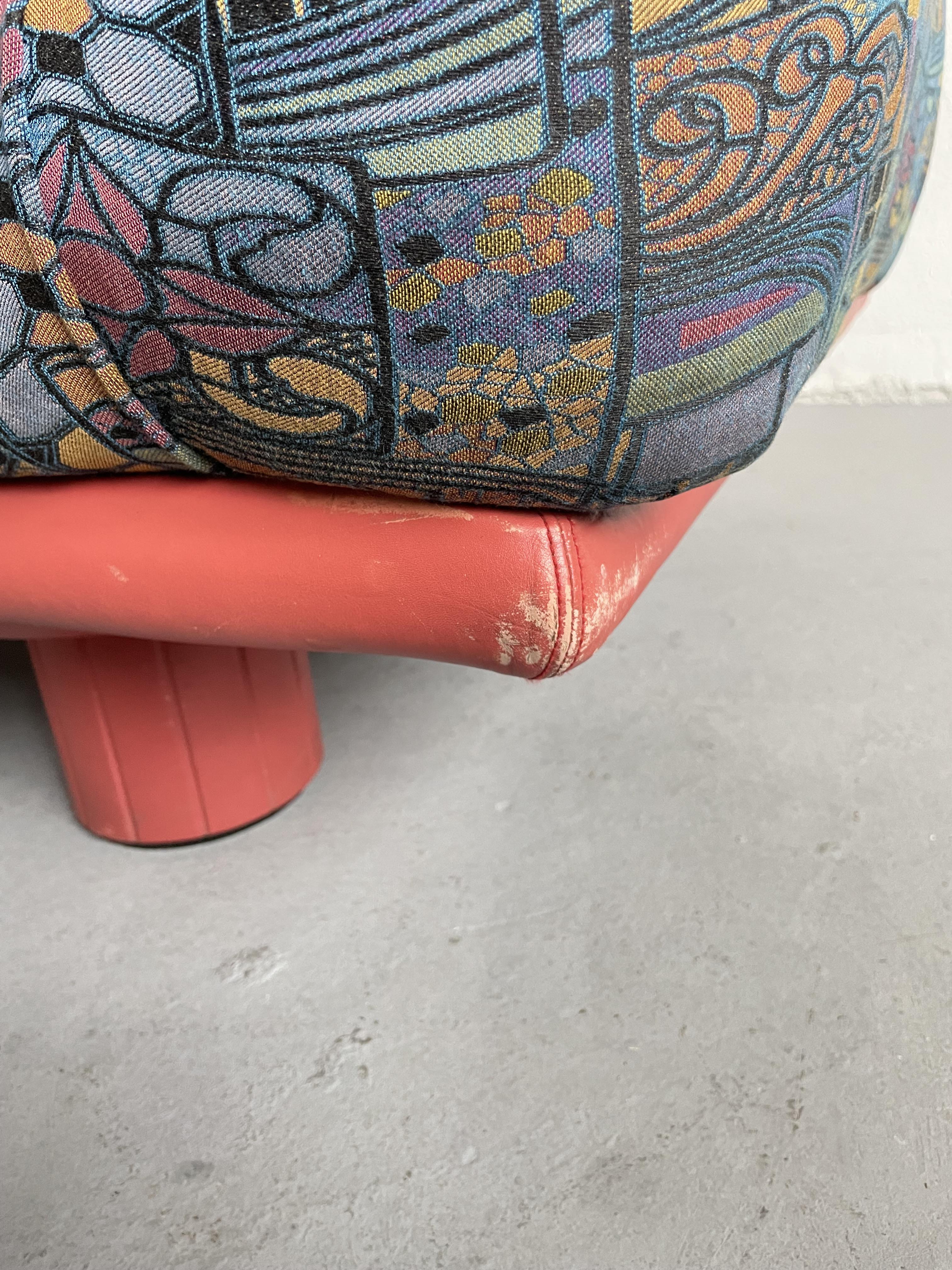 Vintage Italian Sofa from Rossi di Albizzate in Leather and Fabric, Rare Model Designed by Carlo Bar