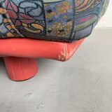 Vintage Italian Sofa from Rossi di Albizzate in Leather and Fabric, Rare Model Designed by Carlo Bar