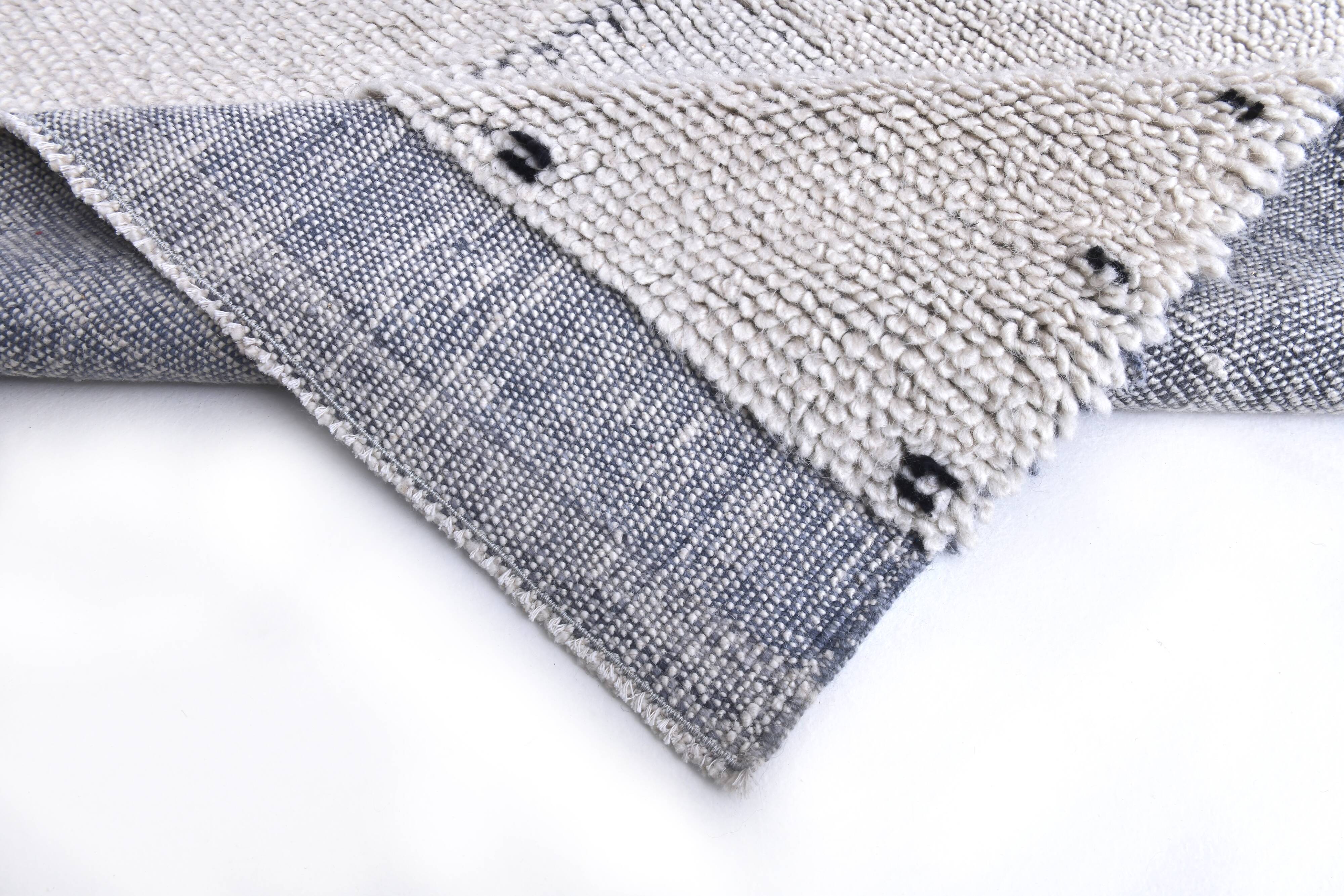 blue wool maroccan style large rug, 300x200 cm wool blue rug