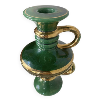 Green ceramic hand candle holder