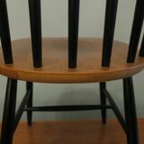 Vintage set of 4 ercol ebonized stick back chairs 1950s