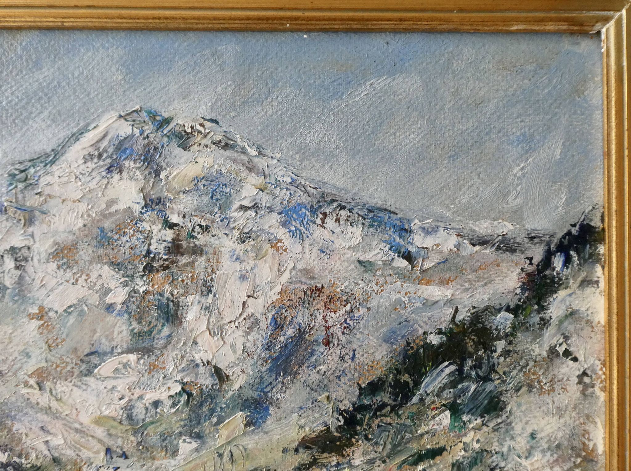 Tableau, oil, mountain landscape, Mont Blanc, Germaine Francoz