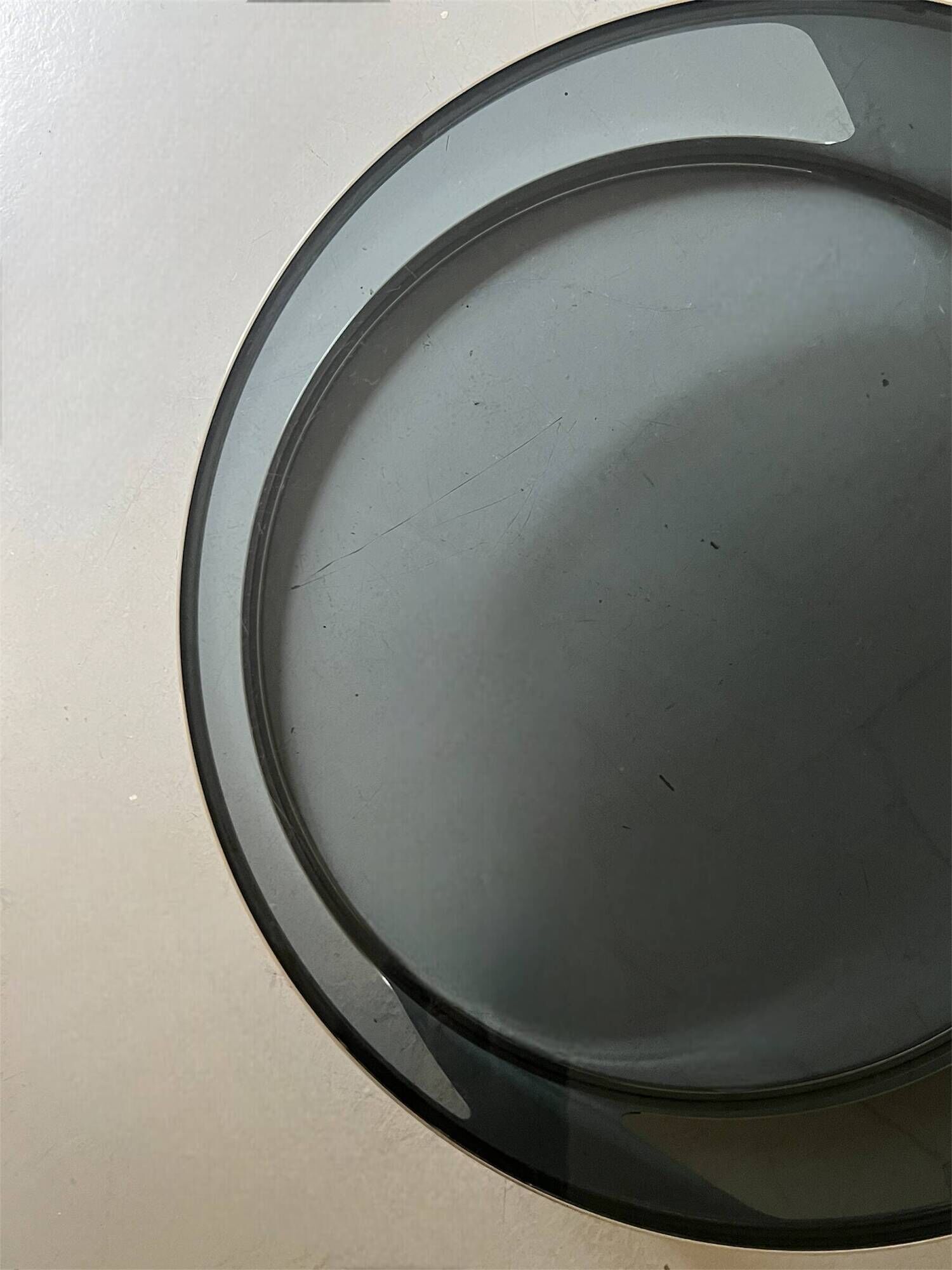 Italian round coffee table in chromed metal & smoked glass, 1970s design