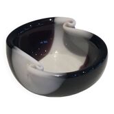 Two-Coloured Black and White Glass Dish with Swirls, circa 1970