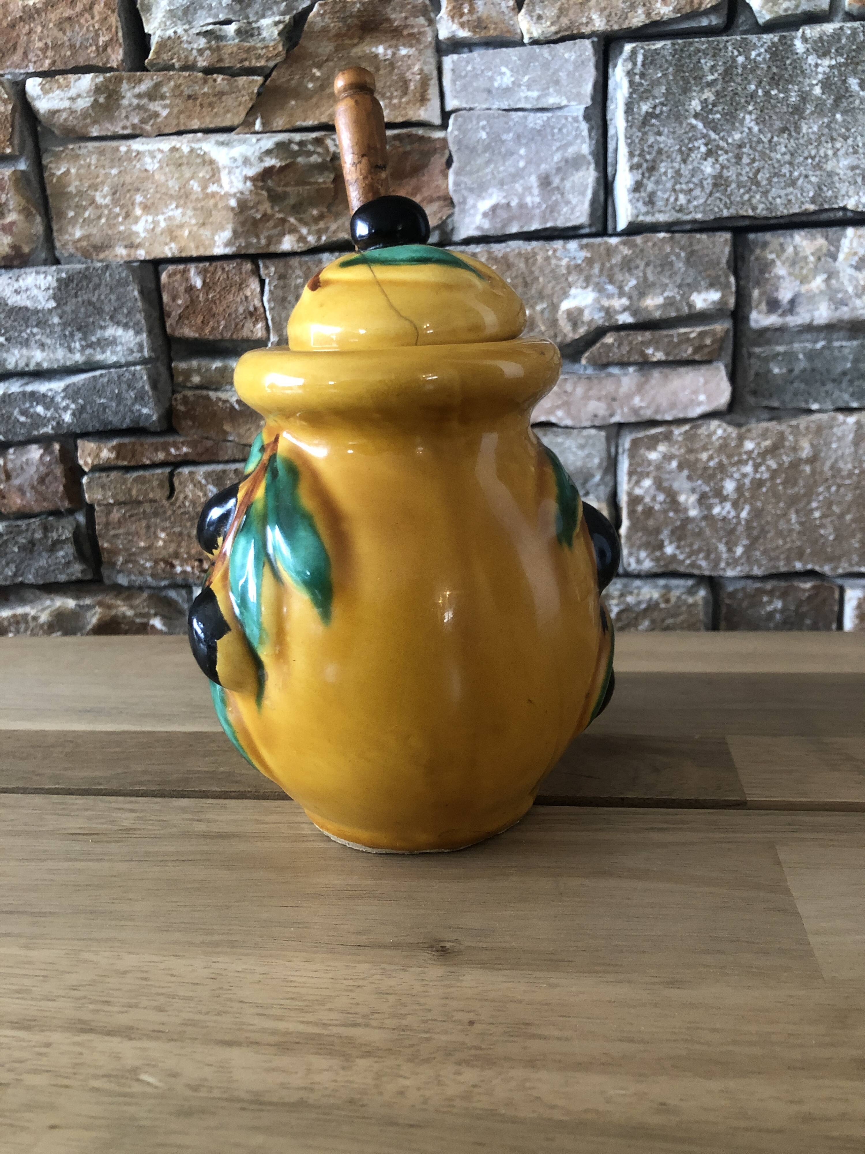 Olive pot with spoon Vallauris