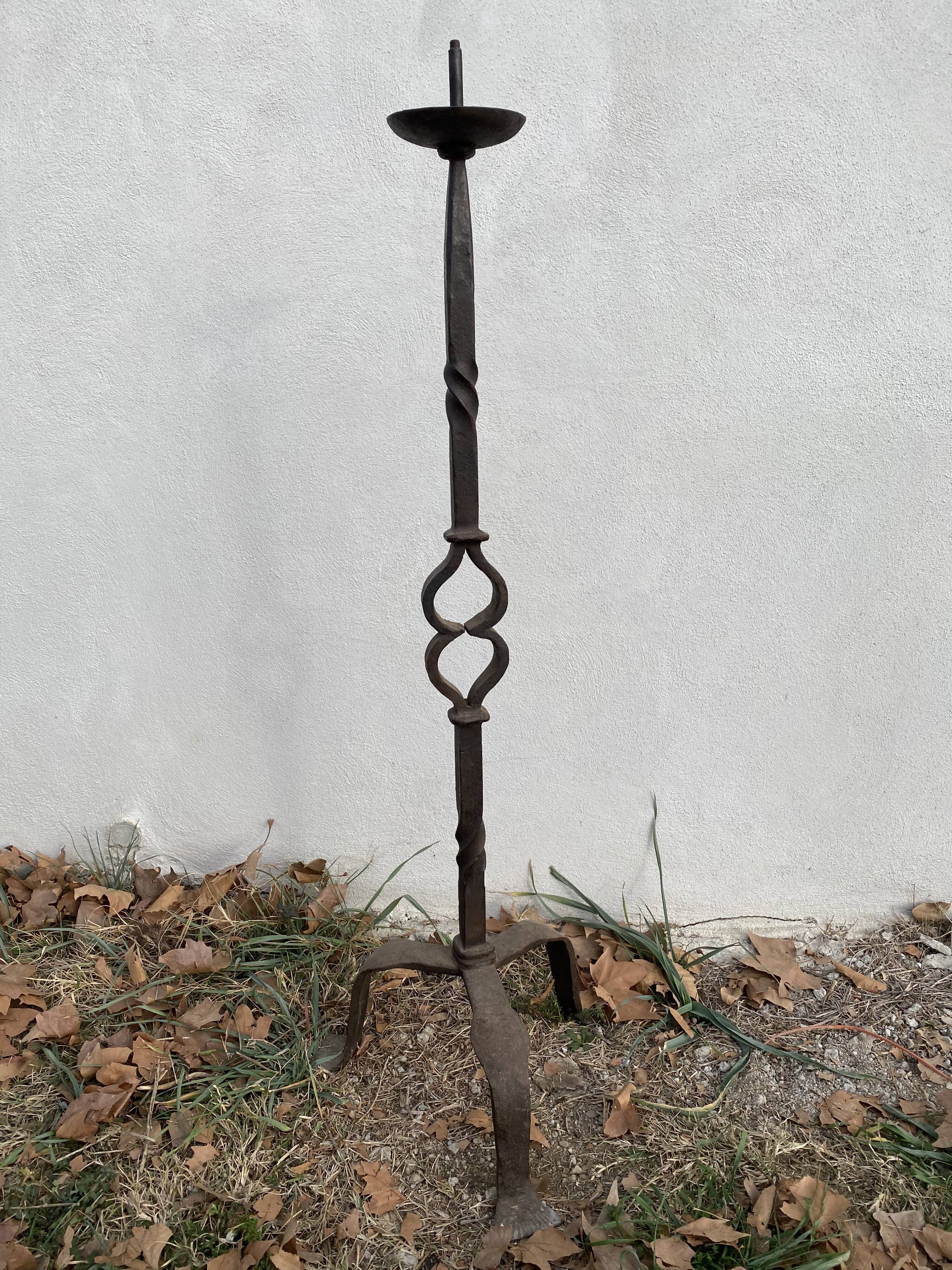 Floor lamp candle holder wrought iron brutalisms