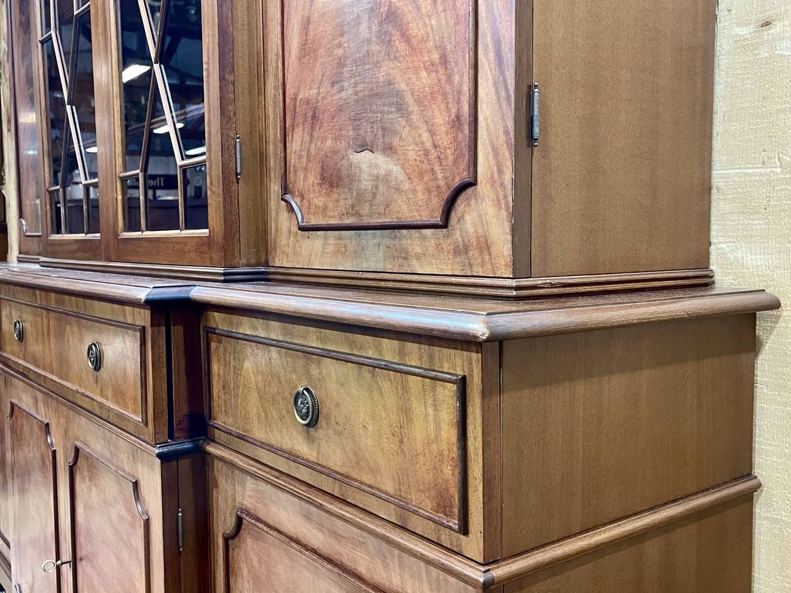 English mahogany secretary bookcase from the 1970s