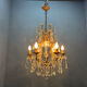 Large Gilded Florentine Tole and Crystal Chandelier, 1950s