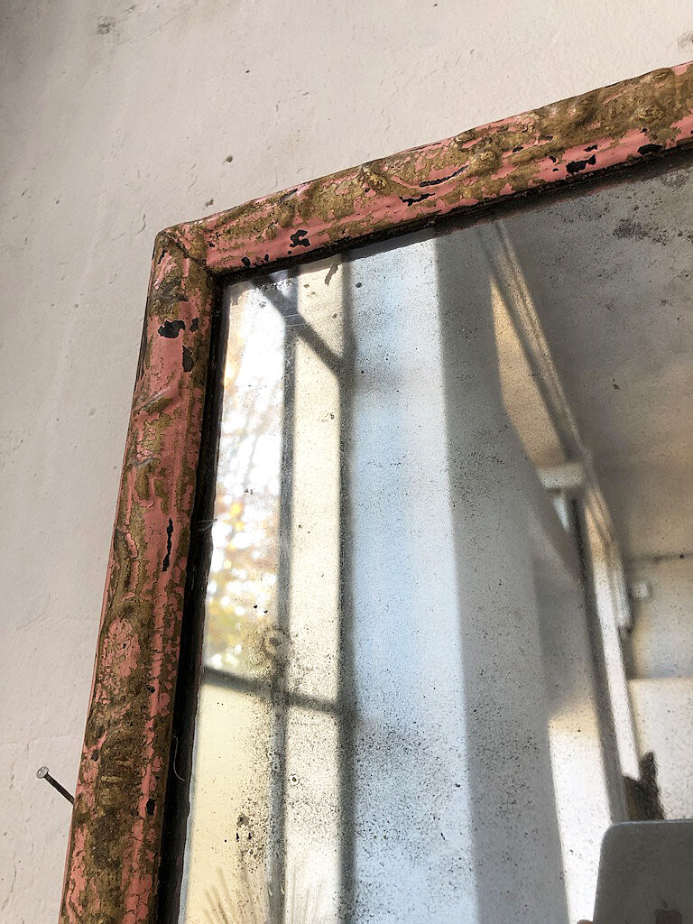 Pink patinated mirror 19th 54x70cm