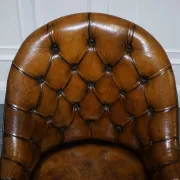 Antique Chesterfield Office Chair in Hand-Dyed Leather in Georgian Style
