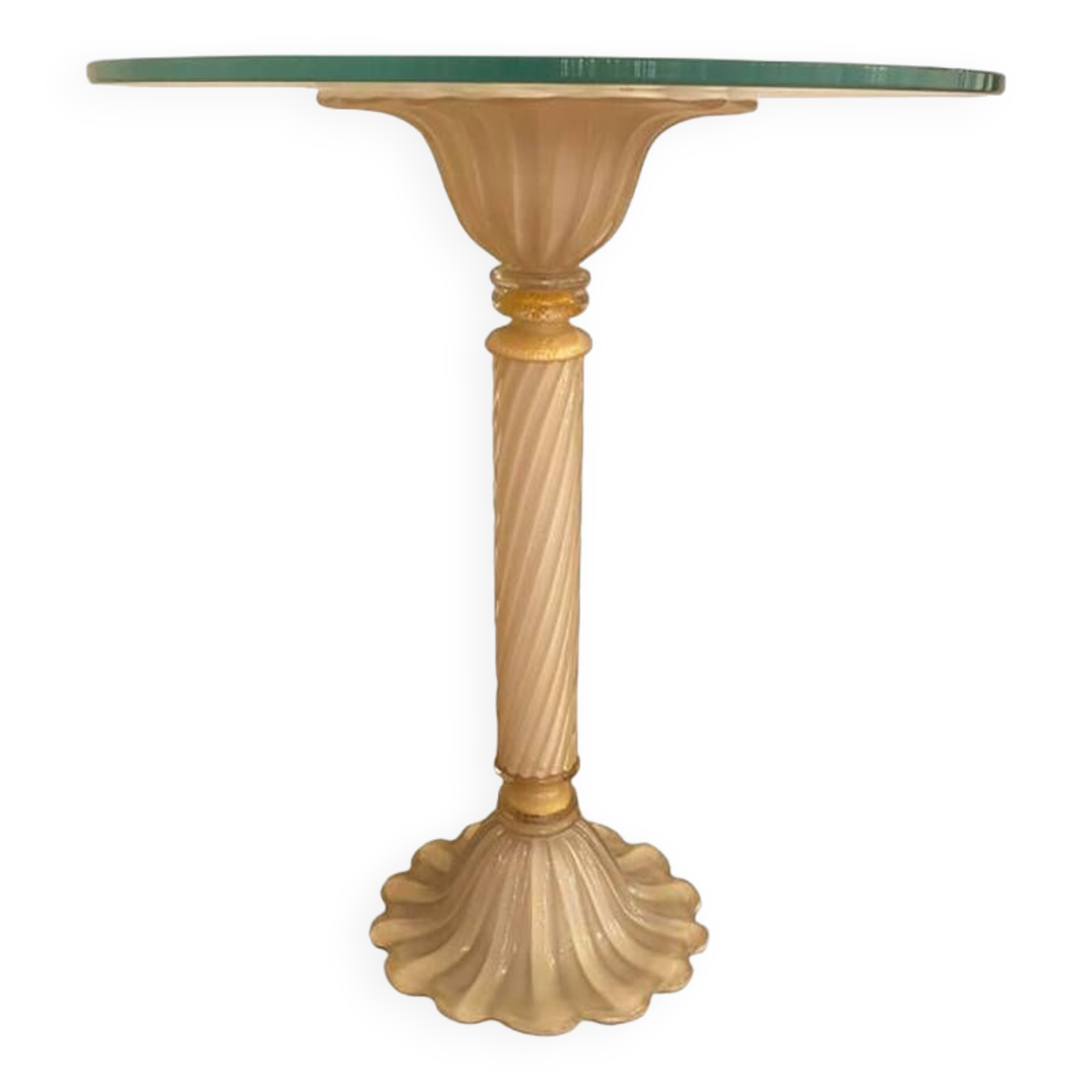 1990s Italian Venetian White and Gold Murano Glass Style Coffee Table