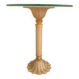 1990s Italian Venetian White and Gold Murano Glass Style Coffee Table